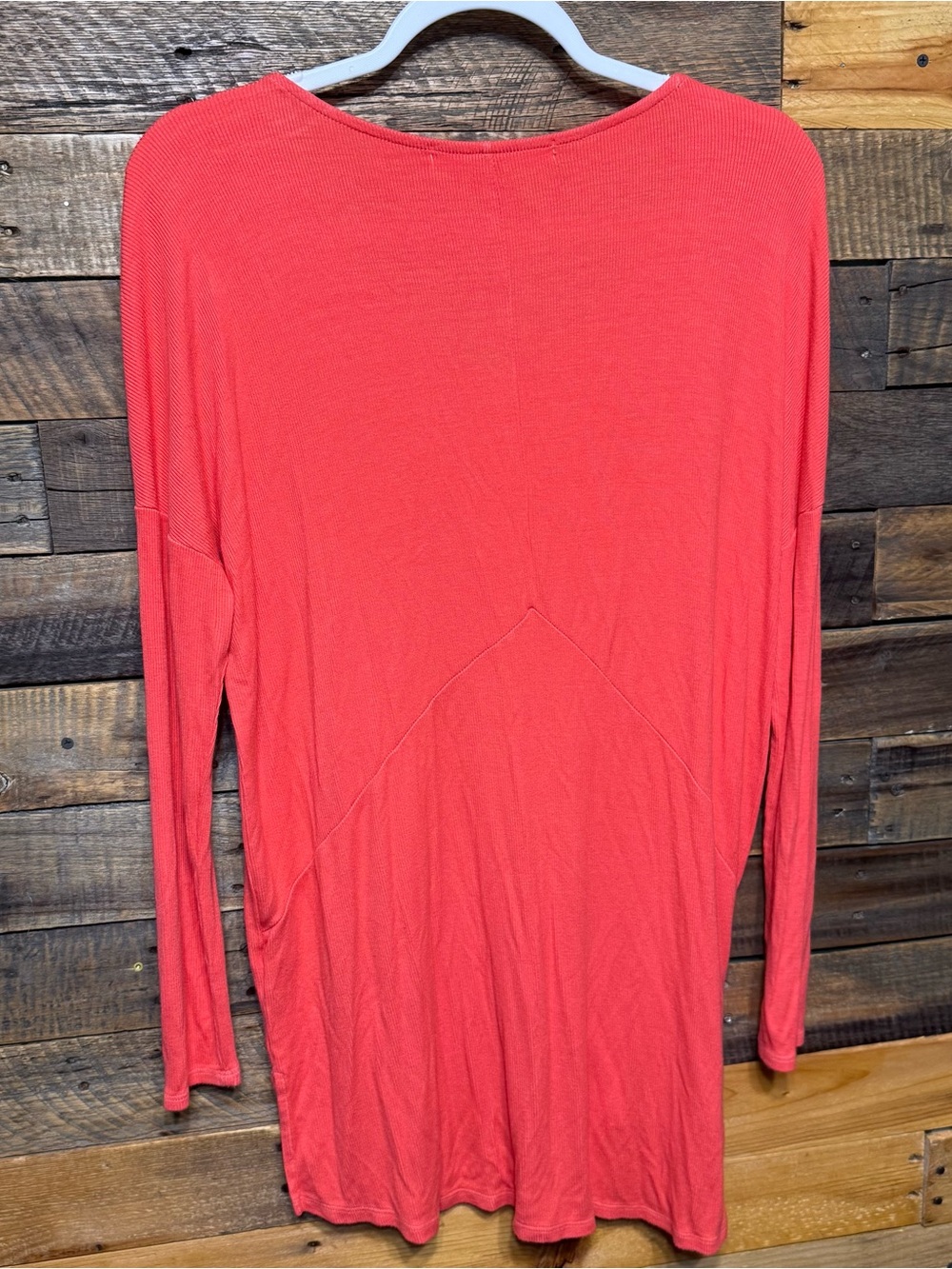 Michael Stars OS One Side Coral Ribbed Stretch Soft 3/4 Sleeve Tunic Top - Picture 3 of 5